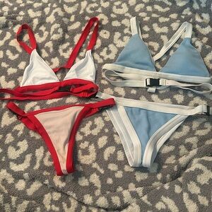 Bundle- 2 Unique Buckle Bikinis in Red and Blue